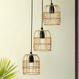 ExclusiveLane Gold Toned & Black Chandelier With Hanging Lamp-12