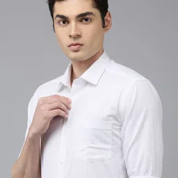 Arrow Pure Cotton Self Design Textured Manhattan Slim Fit Opaque Formal Shirt-picture-44