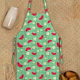Steve & Anderson Green And Red Printed Pure Cotton Kitchen Apron With Pocket-0
