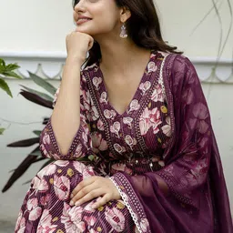 Anouk Women Floral Embroidered Cotton Kurta with Pyjama & Dupatta-15