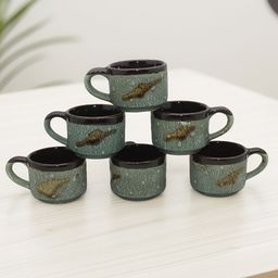 laghima jadon Green Ethnic Motifs Printed Ceramic Glossy Cups Set of Cups and Mugs-26