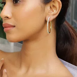 Rubans 18K Gold-Plated Cubic Zirconia Studded Statement Hoop Earrings-image-60