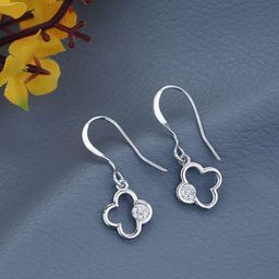 DressBerry Rhodium-Plated 925 Sterling Silver CZ Floral Drop Earrings-image-101