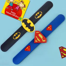 TIED RIBBONS Multicoloured Set of 2 Kids Rakhi Superman & Batman Combo Pack-0