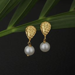 Carlton London Gold-Plated White Pearls Embellished Teardrop Shaped Drop Earrings-53