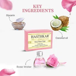 Hasthkar Set of 5 Handmade Rose Water Soap for All Skin Types - 125 g Each image 5