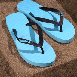 CHUPPS Men Blue Banana Leaf Natural Rubber Sustainable Thong Flip-Flops-image-81