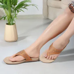 Carlton London Embellished Open Toe T-Strap Flats-45