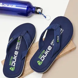 Duke Men Navy Blue & White Thong Flip-Flops-10