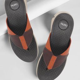 FAUSTO Men Brown & Black Thong Flip-Flops-picture-35