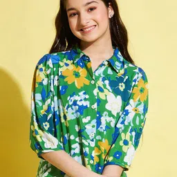 Stylo Bug Girls Floral Printed Cotton Shirt Style Top-image-92