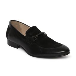 GABICCI Men Black Solid Leather Formal Slip-On-image-2