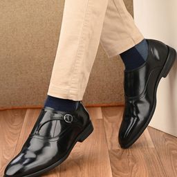 Alberto Torresi Men Black Solid Formal Slip-On-image-80