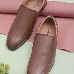 pelle albero Men Tan Brown Solid Leather Formal Slip-Ons-image-79