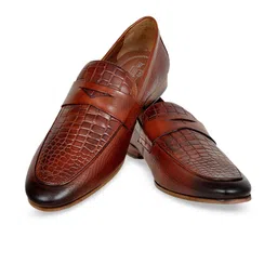 HX London Men Textured Leather Formal Loafers-image-69