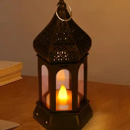 homesake Flameless Antique Plastic Black Lanter Lamp-picture-1