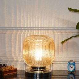 kapoor lampshades Sueno Amber Glass & Metal Table Lamp-picture-35