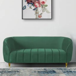 casacraft from pepperfry Hairo Velvet 2 Seater Sofa In Forest Green Colour-picture-15