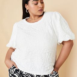 max Plus Size Self Design Puff Sleeves Top-35