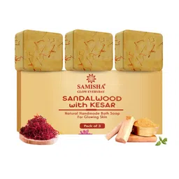 SAMISHA Cold Processed Sandalwood Butter Bath Soap For Skin Brightening- 300 g-4