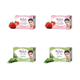 ROSA Set Of 4 Transparent Strawberry & Neem Gel Soap- 100 g Each-80