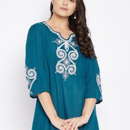 Ruhaans Teal A-Line Top-image-21