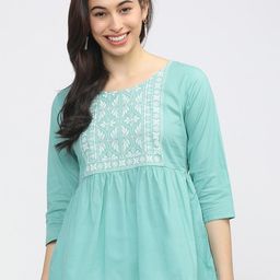 Vishudh Blue Geometric A-Line Top-48