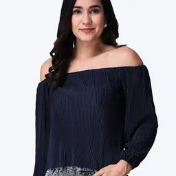 Popwings Off-Shoulder Puff Sleeves Bardot Top-picture-32