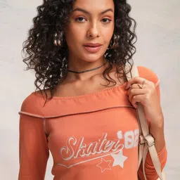 Tokyo Talkies Print Off-Shoulder Bardot Top-picture-25
