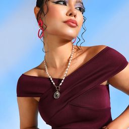 Veni Vidi Vici Off-Shoulder Cap Sleeves Bardot Crop Top-image-32