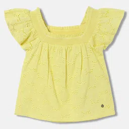 ELLE Schiffli Square Neck Pure Cotton Top-image-16