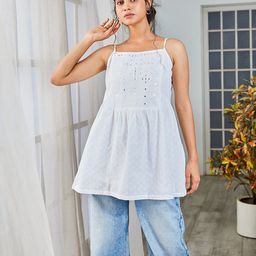 Biba Self Design Sleeveless Cotton A-Line Top-18
