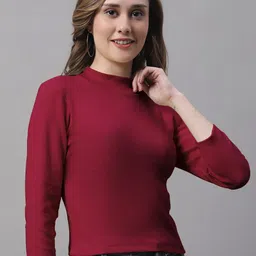 FBAR Full Sleeves High Neck Fitted Cotton Top-image-34