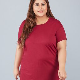 CUPID Plus Size Longline Cotton T-Shirt-49
