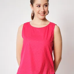 CHARMGAL High-Low Side Slit Sleeveless Cotton Top-image-72