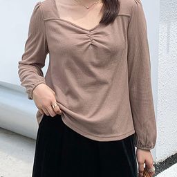 LULU & SKY Cotton Sweetheart Neck Puff Sleeves Top-40
