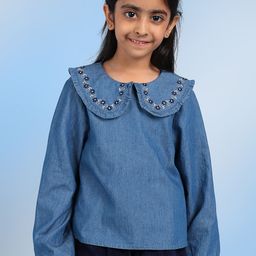 BAESD Girls Peter Pan Collar Long Sleeves Cotton Top-picture-33