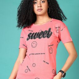 V-Mart Women Cotton Typography Printed Top-image-42