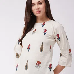 InWeave Floral Printed Cotton A-Line Top-image-8
