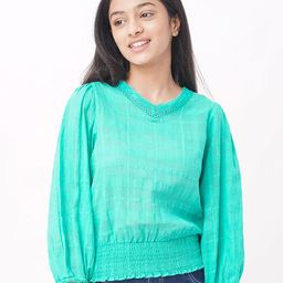 edheads Girls Green Smocked Pure Cotton Top-picture-55