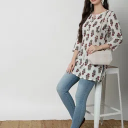 JANAKDULARI CREATION Animal Print Extended Sleeves Cotton Top-image-88