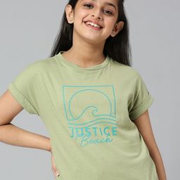 JUSTICE Girls Typography Printed Extended Sleeves Pure Cotton T-shirt-image-23