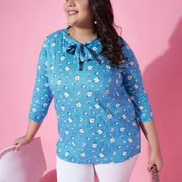 AUSTIVO Floral Print Tie-Up Neck Cotton Top-picture-16