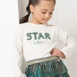 Angel & Rocket Cream-Coloured Embellished Cotton Top-image-40