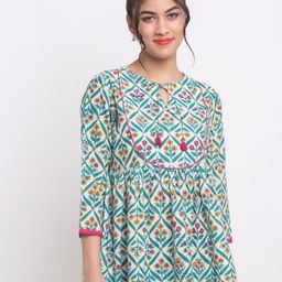 KALINI Floral Printed Regular Cotton Top-image-91
