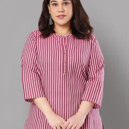 Sztori Women Plus Size Striped Cotton Top-image-50
