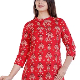 BAESD Floral Printed Mandarin Collar Cotton Top-32