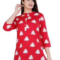 BAESD Abstract Printed Mandarin Collar Cotton Top-image-23