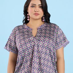 Big Hello - The Plus Life Women Geometric Printed Regular Cotton Top-17
