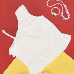 Pantaloons Junior Girls Asymmetric Neck Shoulder Straps Ruffled Cotton Regular Top-picture-31